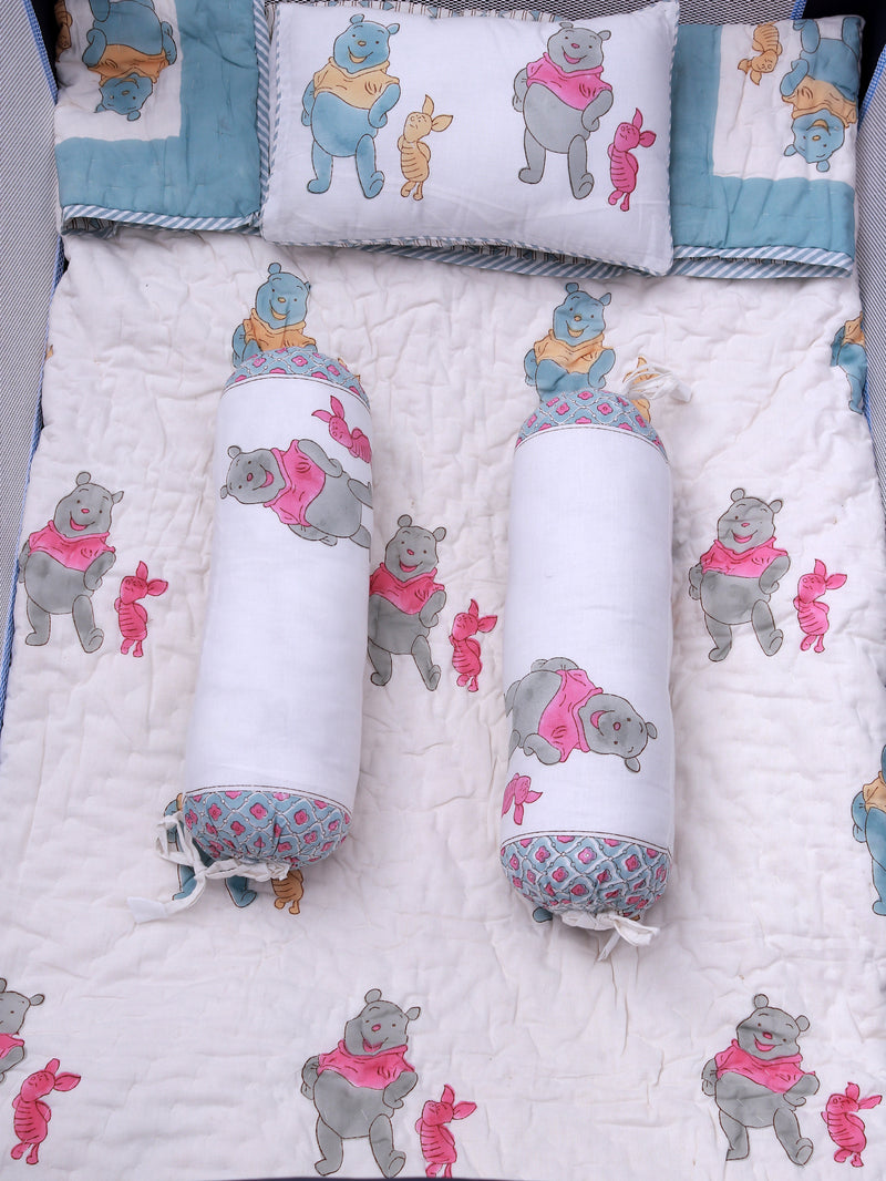 100% Organic Cotton Quilt for Kids - Pooh & Piglet - Double Sided - Kid's Quilt Set - Baby Comforter