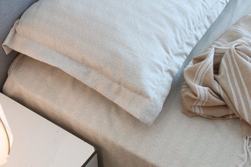 Herringbone Greys Pure Cotton Flat Bedsheet Set