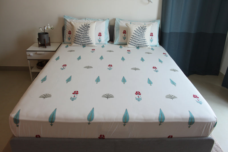 Floral Cypress King Size Pure Cotton Flat Bedsheet Set