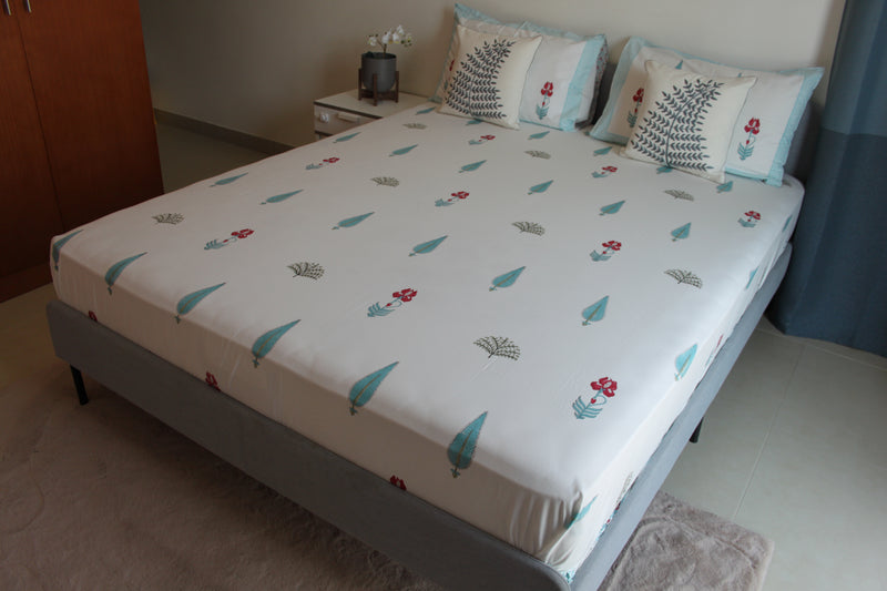 Floral Cypress King Size Pure Cotton Flat Bedsheet Set