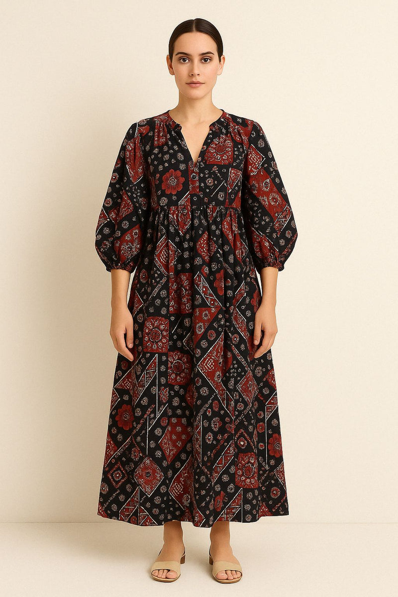 Ornita Floral Printed Long Dress