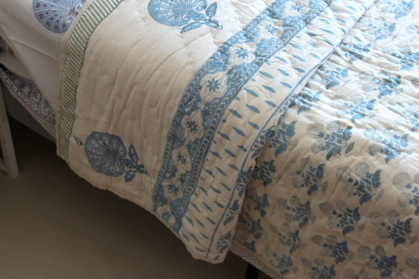 Peacock Blues King Size Quilt