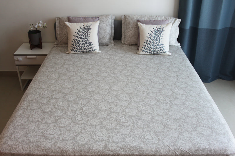 Silver Leaves Pure Cotton Bedsheet