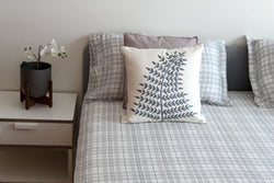 Pure Cotton King-Sized Grey Checkered Bedsheet with 2 Matching Pillow Covers