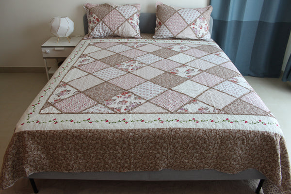 Floral Patchwork King Size Reversible Bedcover/Quilt
