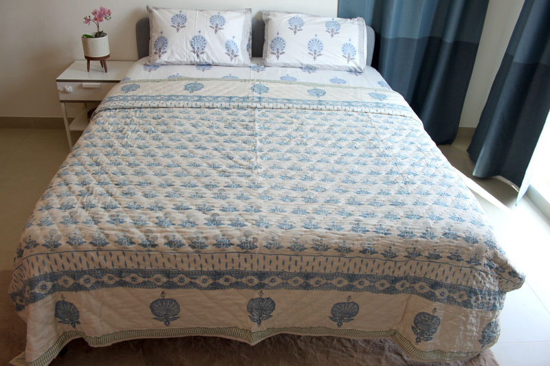 Peacock Blues King Size Quilt