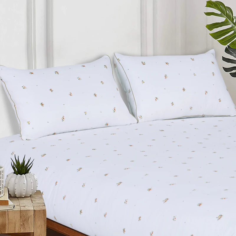 Spread Spain® The White Cotton Prints Superking Size Flat Bedsheet