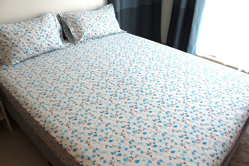 Blue Springs Pure Cotton Flat Bedsheet