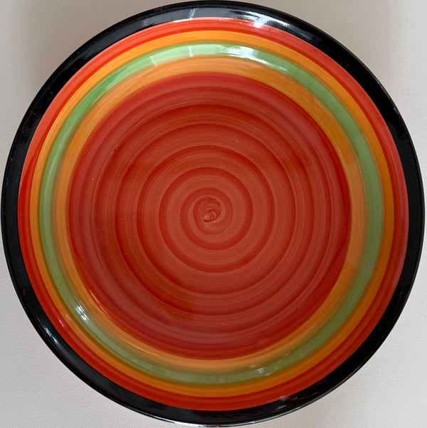 Spiral Art Mandarin Orange Ceramic Plate